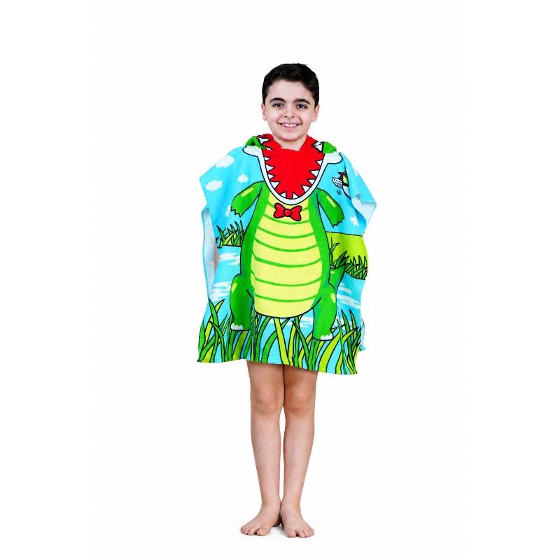 Kids Hooded Microfiber Poncho Baby Dinosaur
