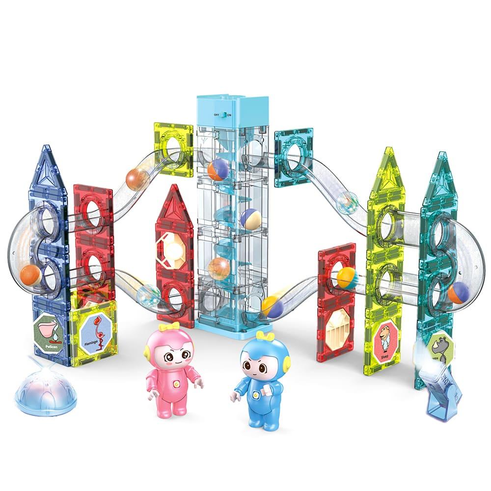 Magnetic Ball Track Building Blocks Electric Light Music 82 Pcs