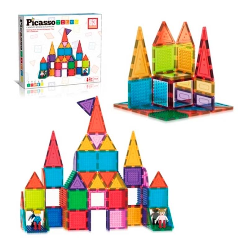 PicassoTiles Magnetic Building Set - 63 Piece