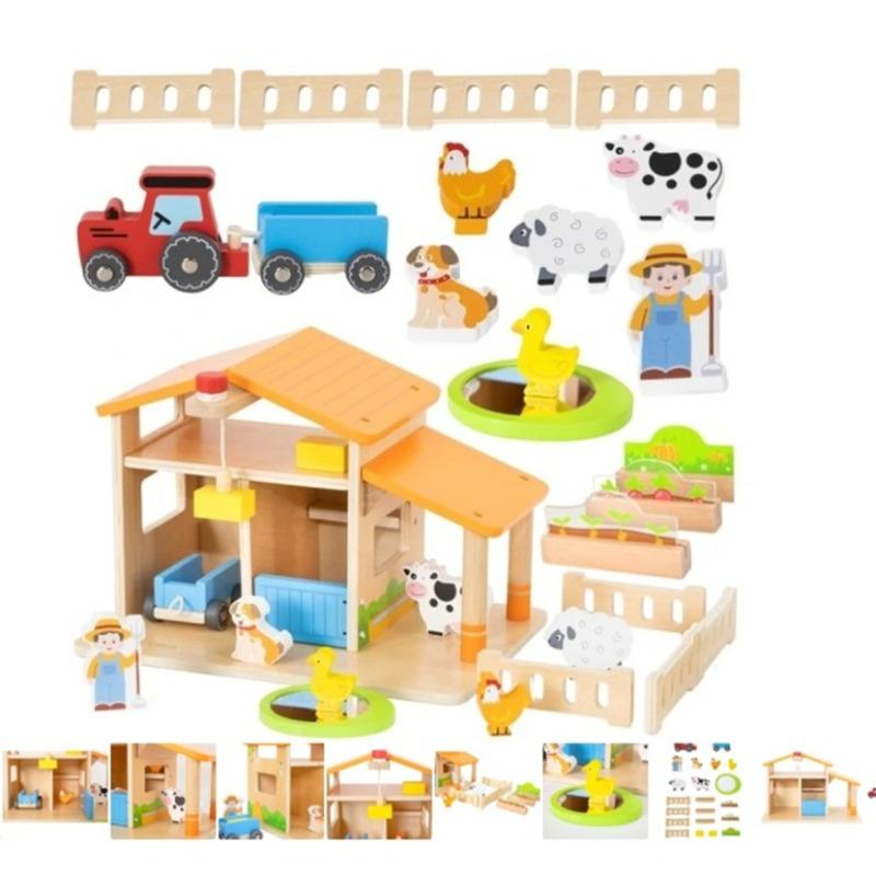 Viga Wooden Farmhouse with Garden and Tractor - 21 Pieces