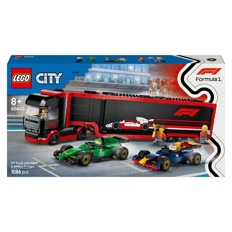 Lego City F1 Truck with RB20 & AMR24 F1 Cars 60445