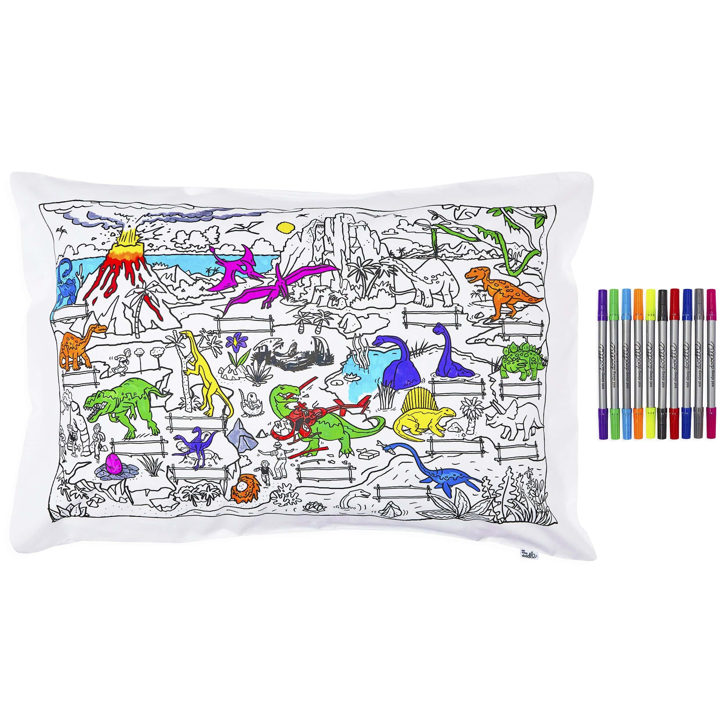 Dinosaur Pillowcase - Color in And Learn