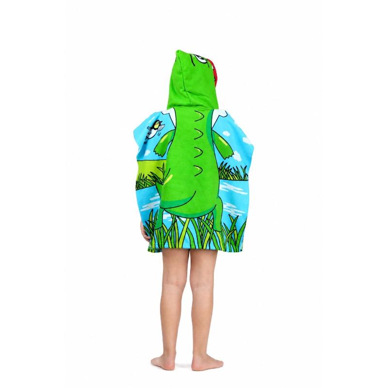 Kids Hooded Microfiber Poncho Baby Dinosaur