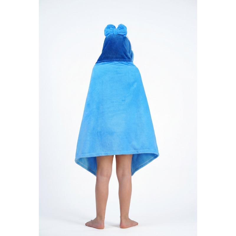 Kids Hooded Microfiber Poncho Blue