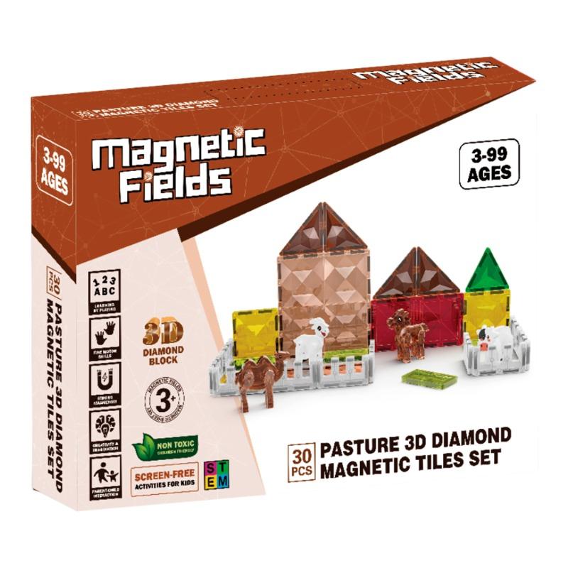 Magnetic Fields Pasture 3D Diamond Magnetic Tiles Set 30 Pcs