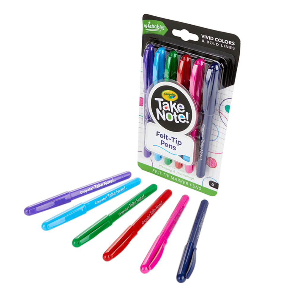 Crayola Take Note Washable Felt Tip Pens 6 Count