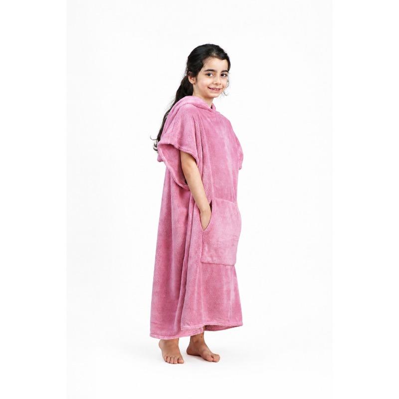Ocean Breeze Kids Hooded Poncho Pink