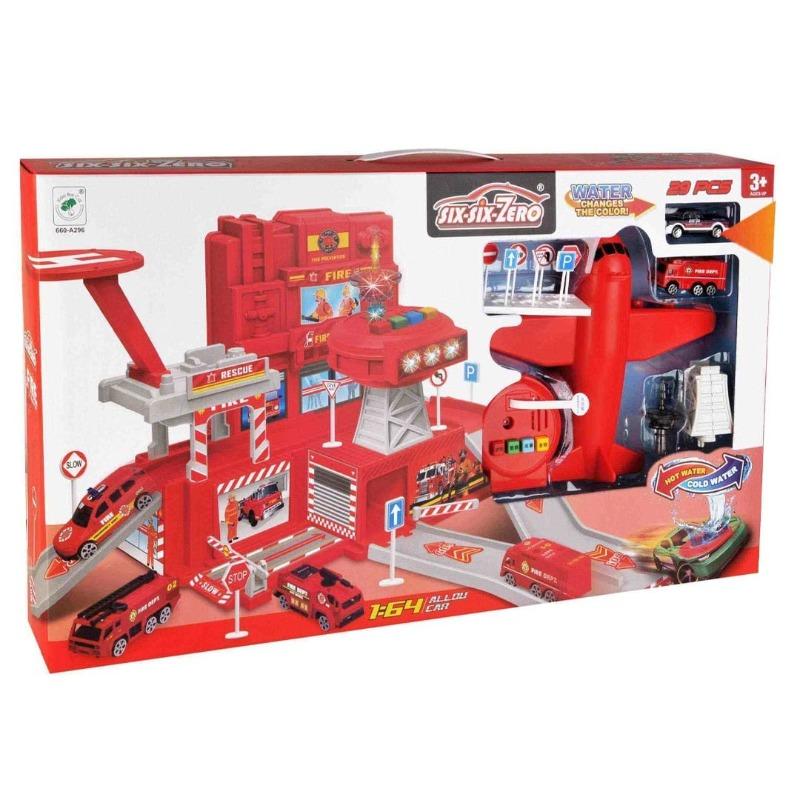Plane And Cars Firefight Set - Red