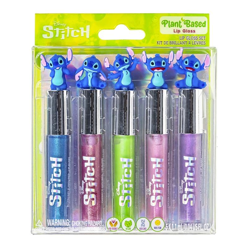 Disney Stitch 5 Pack Holographic Lip Gloss With Topper Plant Based