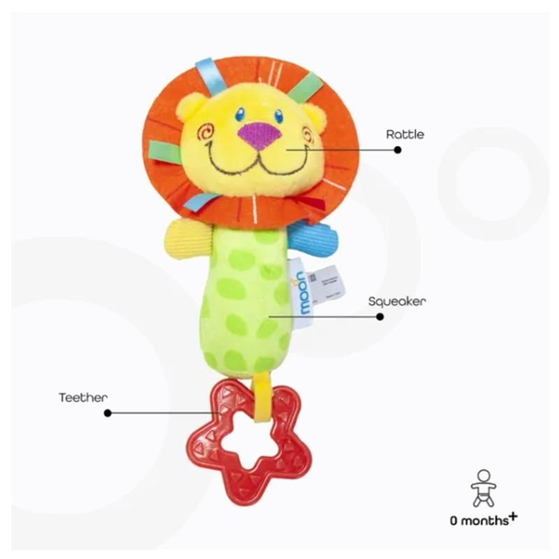 Moon Soft Plush Rattle with Squeak and Teething Sounds