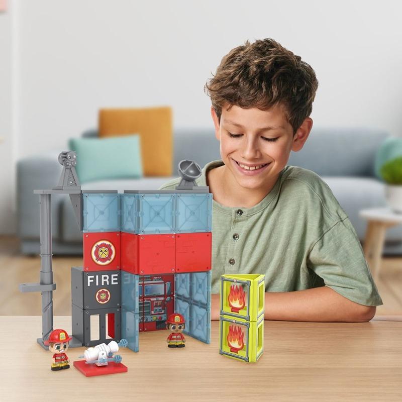 Tile Town Fire Station Magnetic Tile Playset