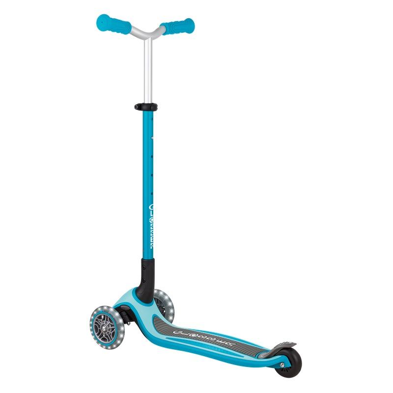 Globber Master Lights Kids Scooter with LED Flashing Wheels Aqua Blue