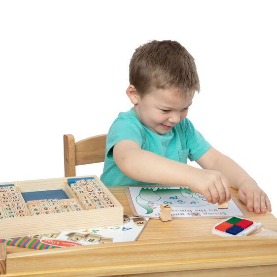 Melissa and Doug Deluxe Wooden Stamp Set - ABCs 123s