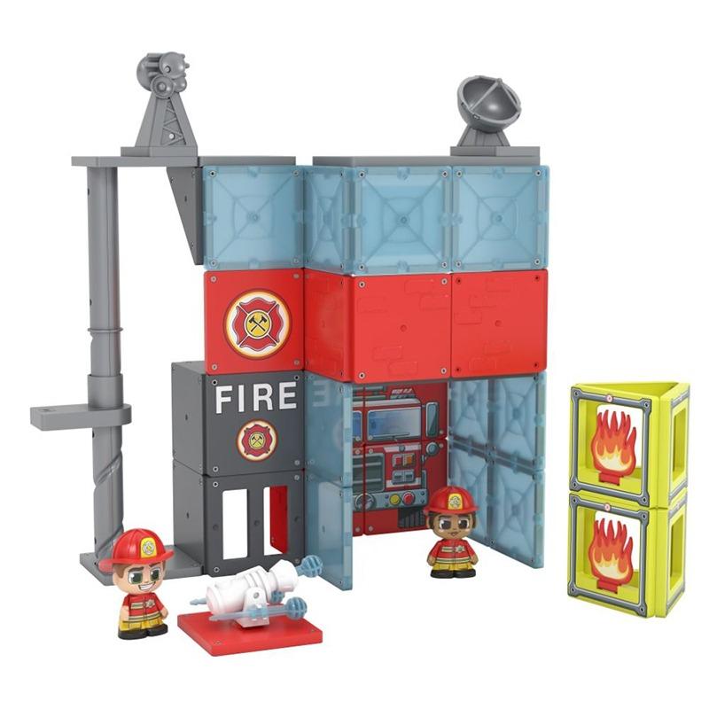 Tile Town Fire Station Magnetic Tile Playset