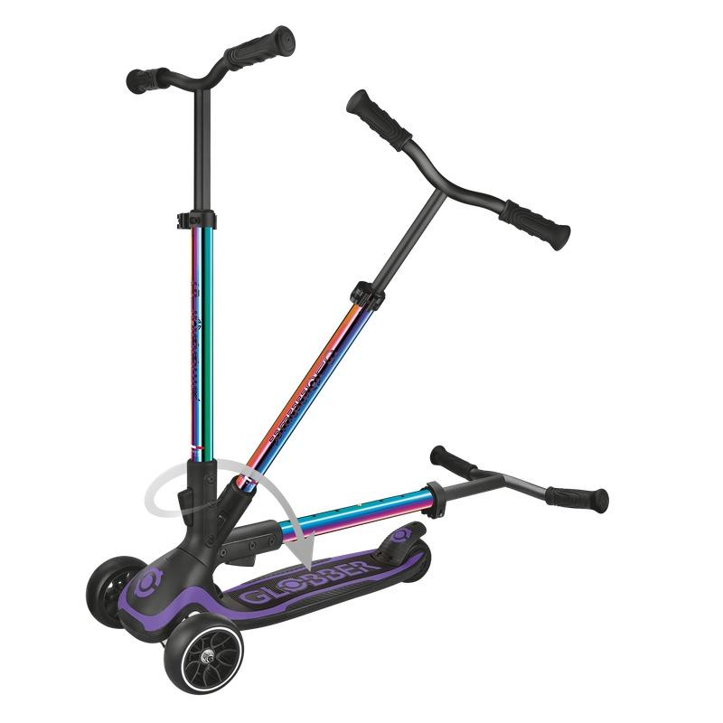Globber Ultimum Premium Kids Scooter Foldable Adjustable 3 Wheel Ride On Neo Chrome Edition