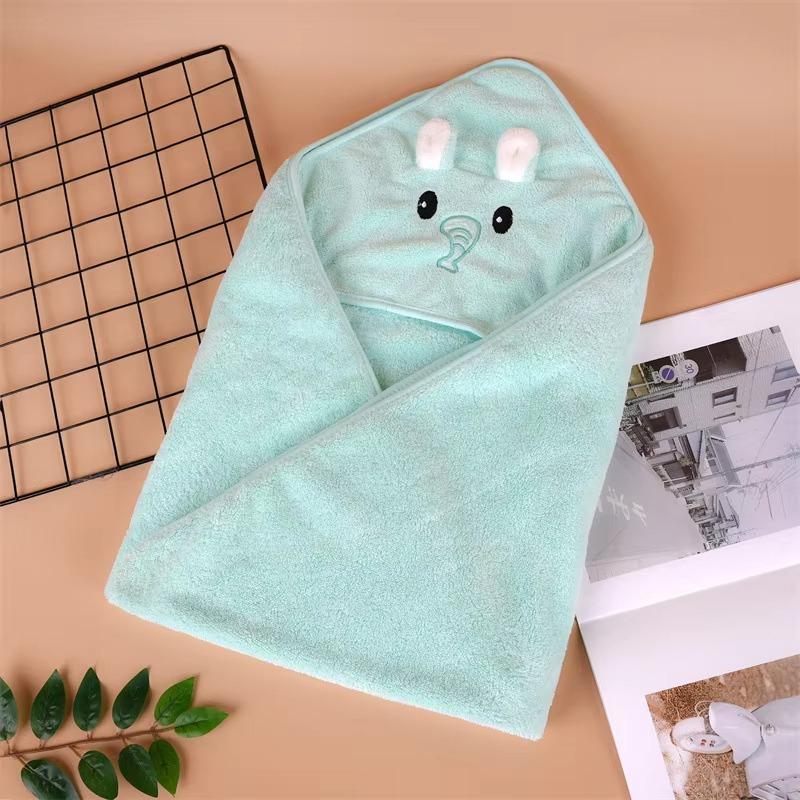Newborn Microfiber Hooded Towel & Poncho Green Bunny