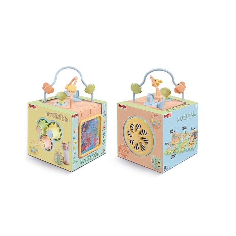 Dolu 2 In 1 Educational Cube And Puzzle Toddler Activity Toy