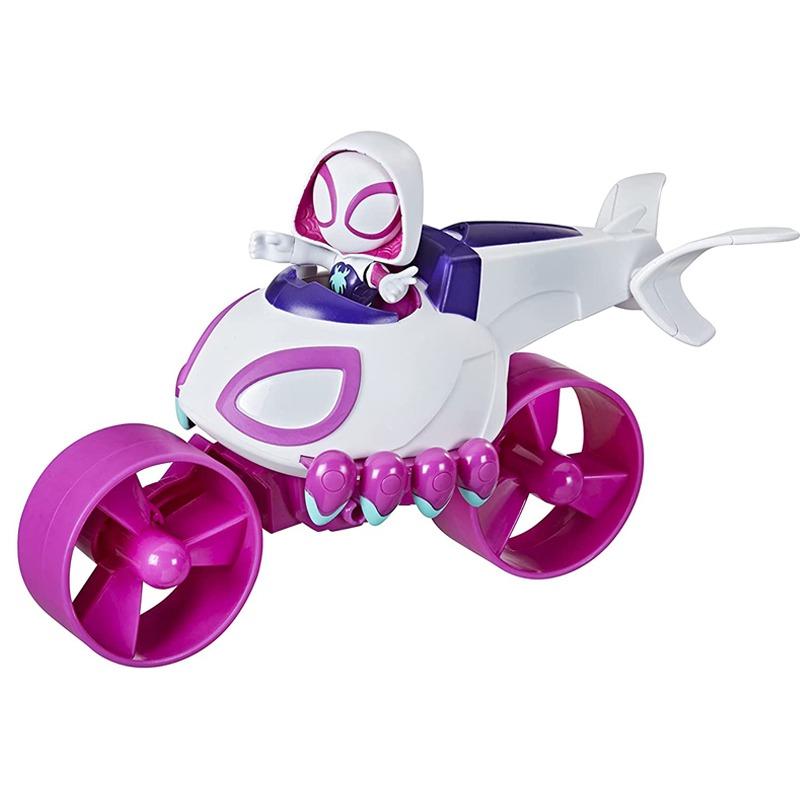 Marvel Spiderman Spidey Figure With Transformer Ghost Copter Vehicle