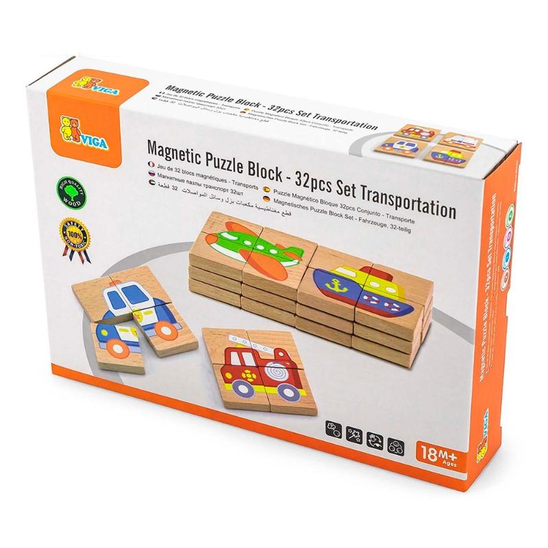 VIGA Magnetic Puzzle Transportation 32 Pcs Set