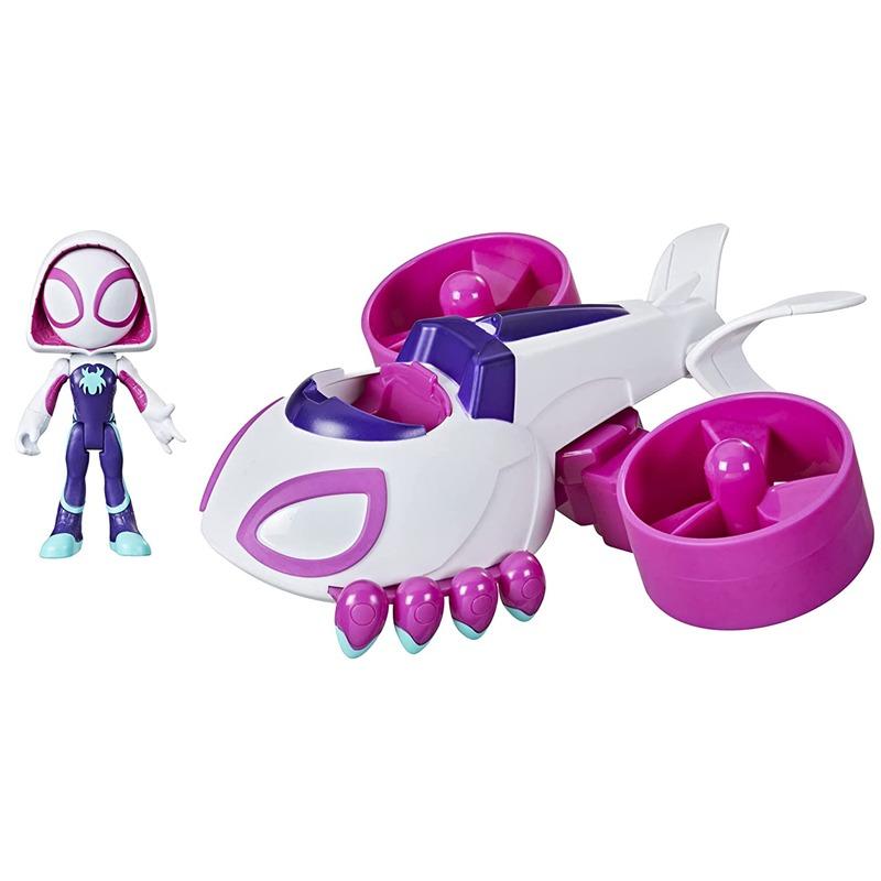 Marvel Spiderman Spidey Figure With Transformer Ghost Copter Vehicle