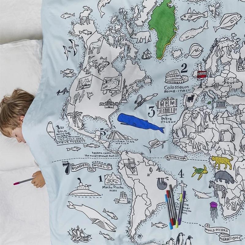 World Map Duvet Cover and PillowCase