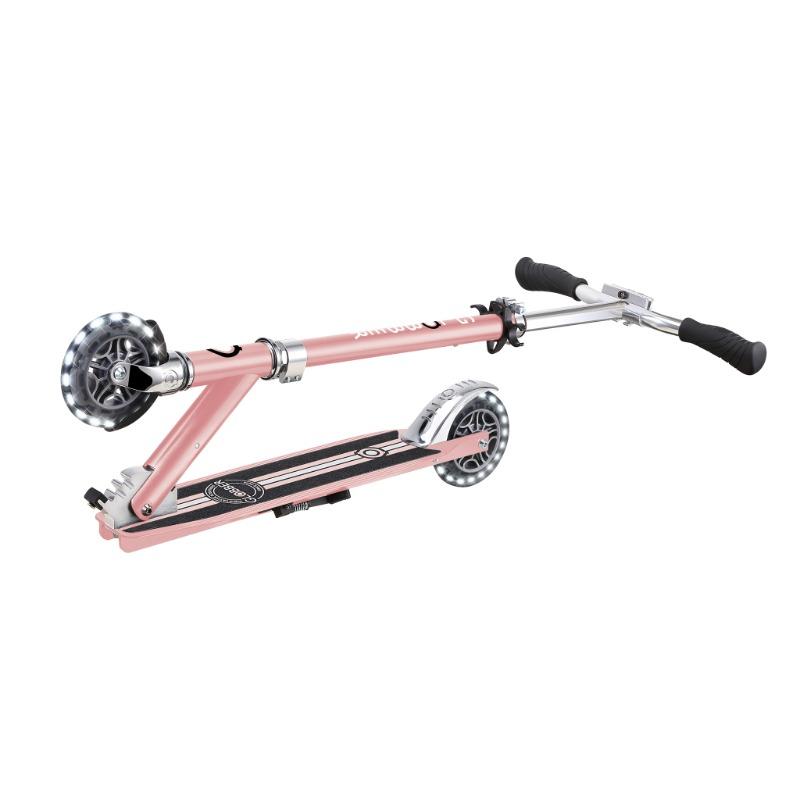 Globber Flow Element Lights Kick Scooter - Foldable LED Wheel Scooter - Rose Gold
