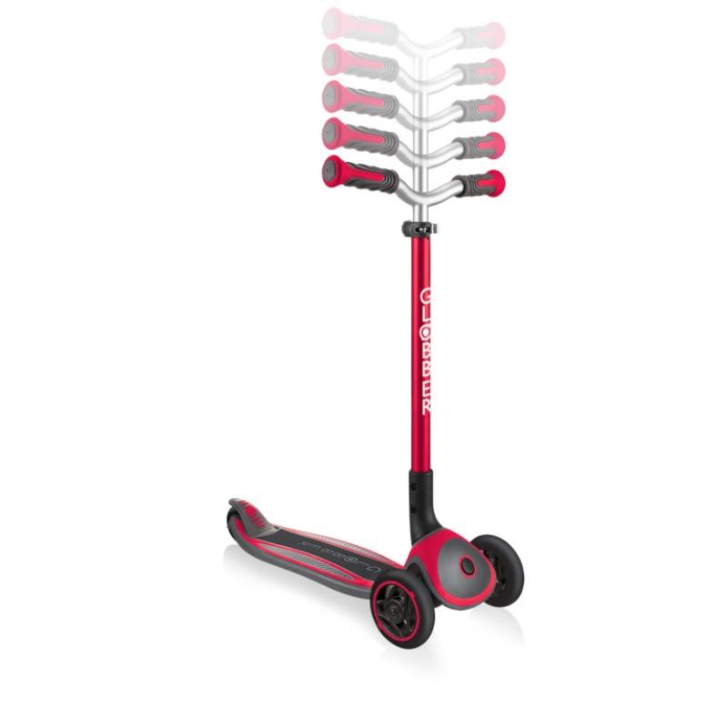 Globber Master Kids Scooter - Adjustable Foldable 3-Wheel Ride On - New Red
