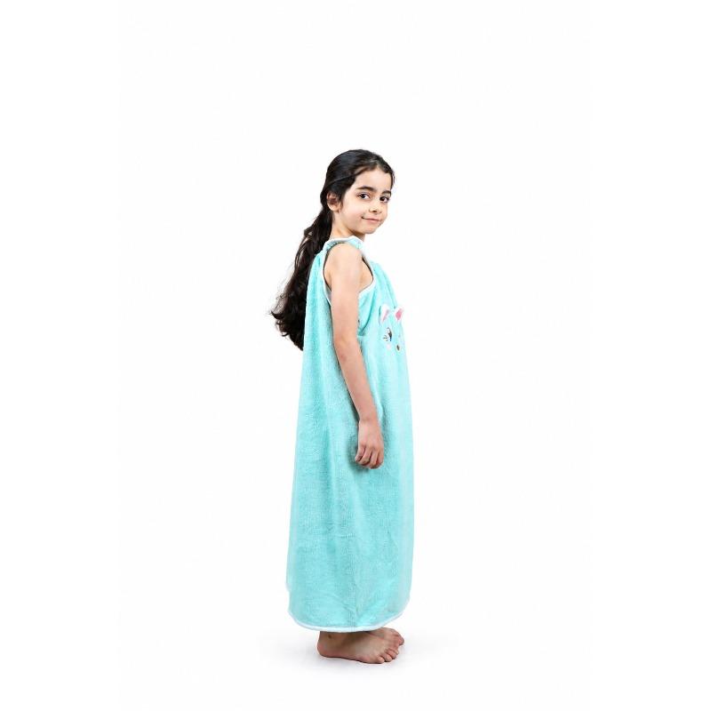 Kids Microfiber Bath Wrap Towel Green Bunny