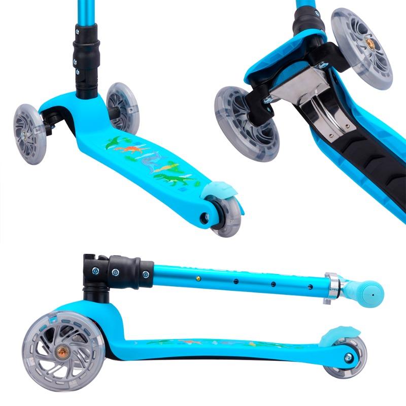 BOLDCUBE 3 Wheel Scooter Folding Teeny Dinosaur (Blue)