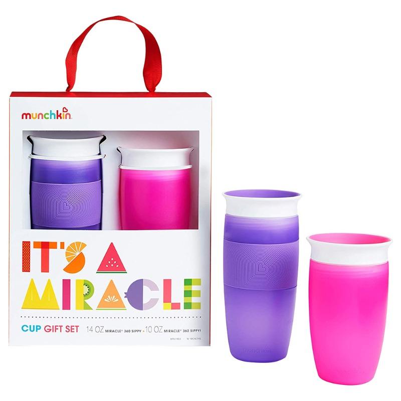 Munchkin It s A Miracle Sippy Cup Gift Set Pink and Purple