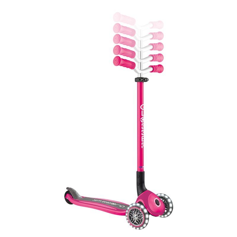 Globber Master Lights Adjustable Kids Scooter with LED Wheels -Fuchsia Pink
