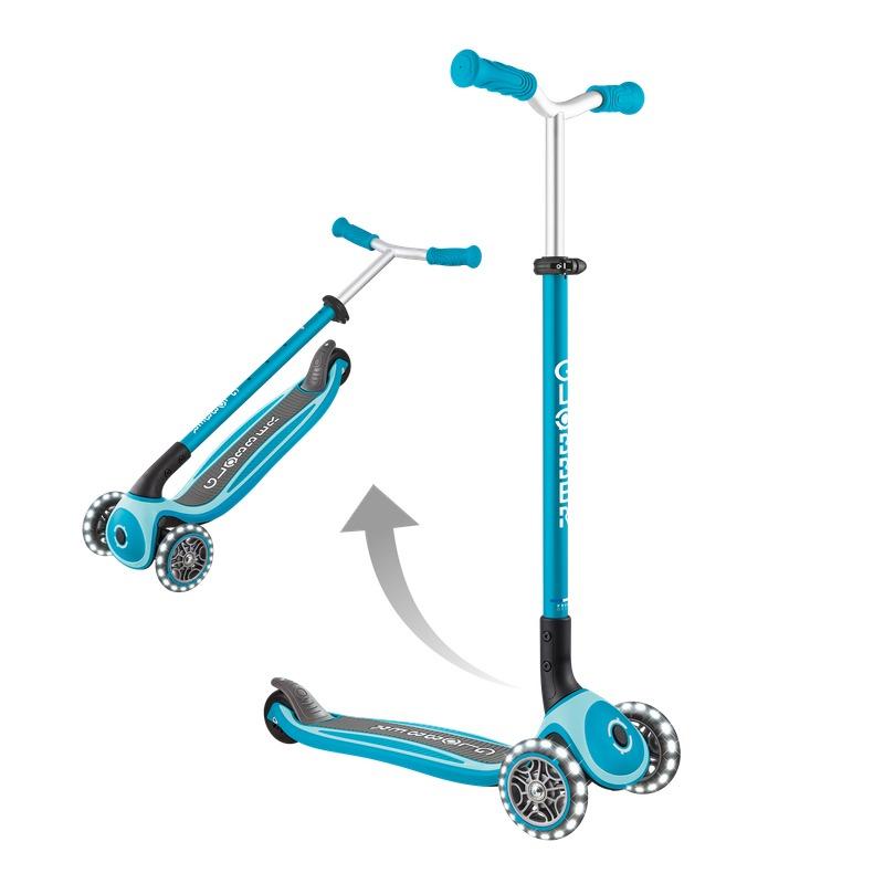 Globber Master Lights Kids Scooter with LED Flashing Wheels Aqua Blue