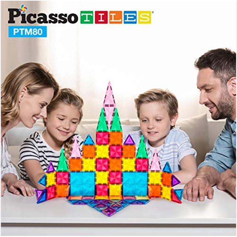 PicassoTiles Magnetic Building Set - 80 Piece