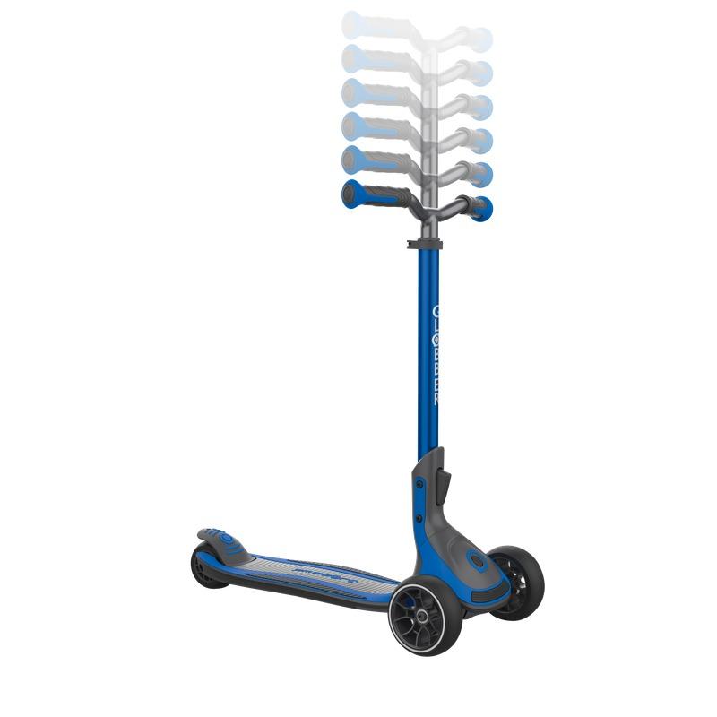 Globber Ultimum Adjustable Kids Scooter – Foldable 3-Wheel Ride On – Navy Blue