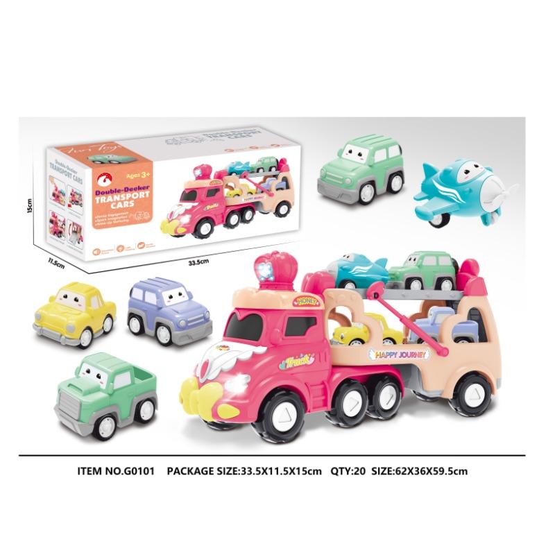 Double Decker Transport Cars And 1 Plane Set