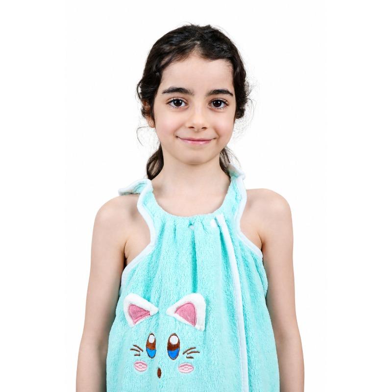 Kids Microfiber Bath Wrap Towel Green Bunny