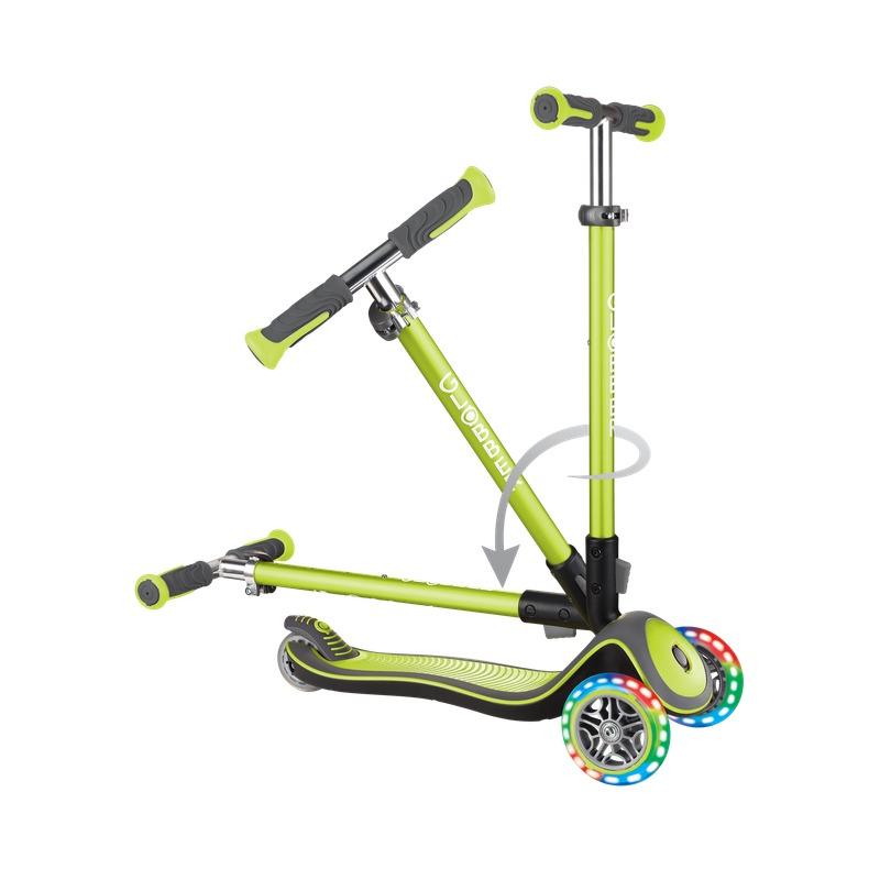 Globber Elite Deluxe Lights Scooter - Lime Green