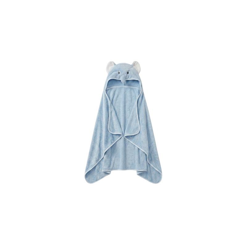 Kids Bamboo Cotton Hooded Poncho Blue