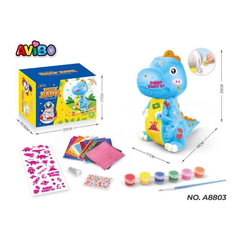 AVIBO DIY Dinosaur Spotted Color Stickers and Painted Savings Bank