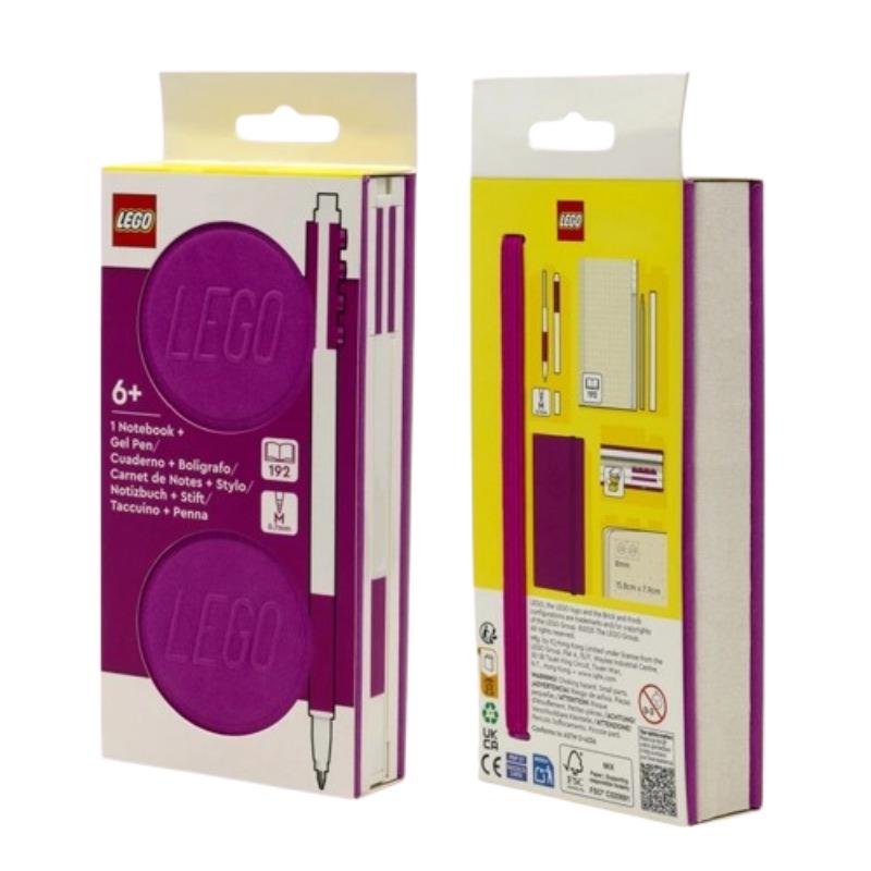 LEGO Locking Notebook with Gel Pen - 1x2 Red & Violet