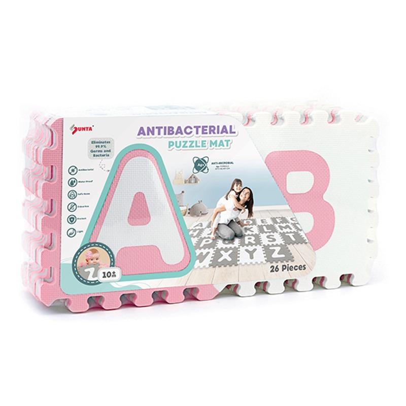 Sunta Antibacterial Alphabet Puzzle Mat - Pink/White