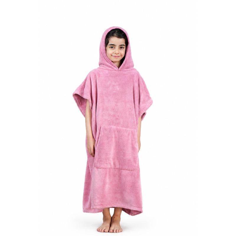 Ocean Breeze Kids Hooded Poncho Pink