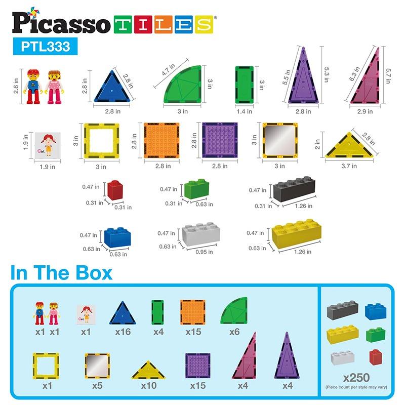 PicassoTiles Magnetic Building Set - 333 Piece