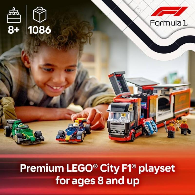 Lego City F1 Truck with RB20 & AMR24 F1 Cars 60445