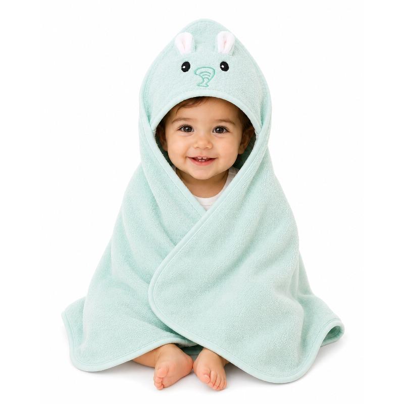 Newborn Microfiber Hooded Towel & Poncho Green Bunny