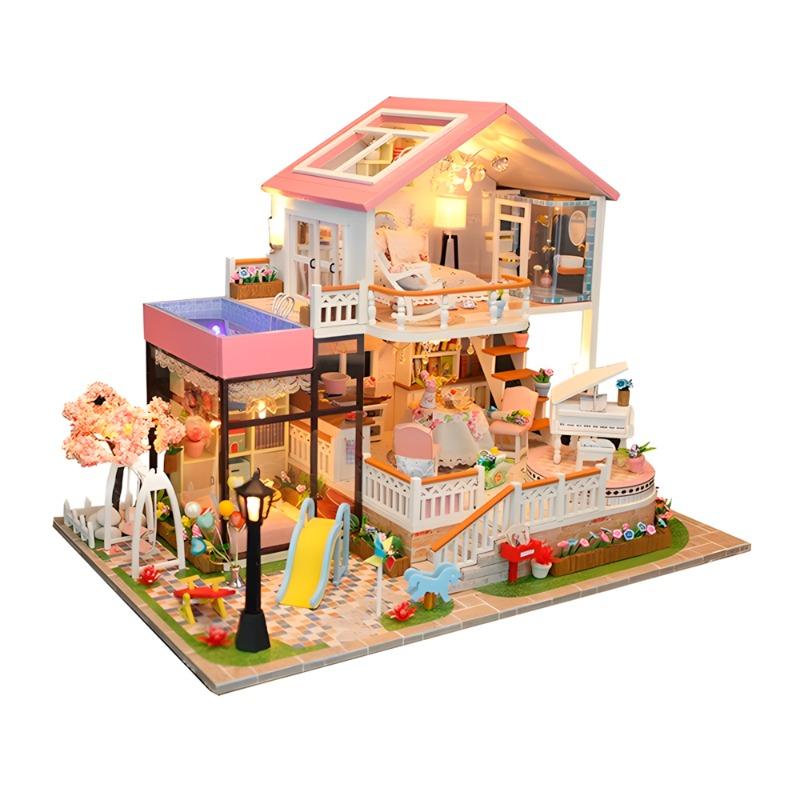 Pink Floral Wooden Luminous Villa