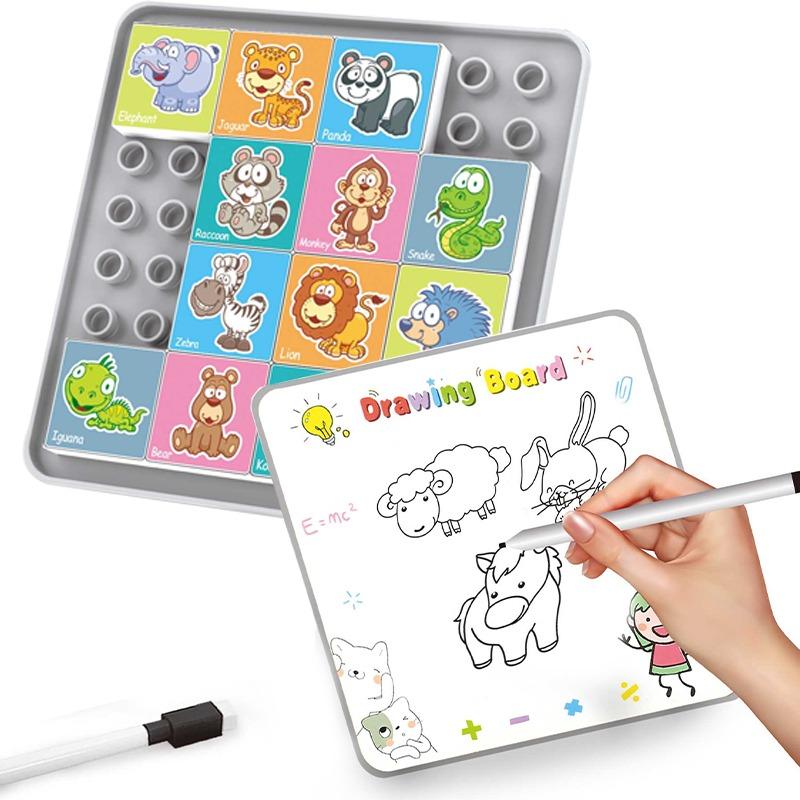 2 in 1 Drawing and Building Block Numeral Puzzle
