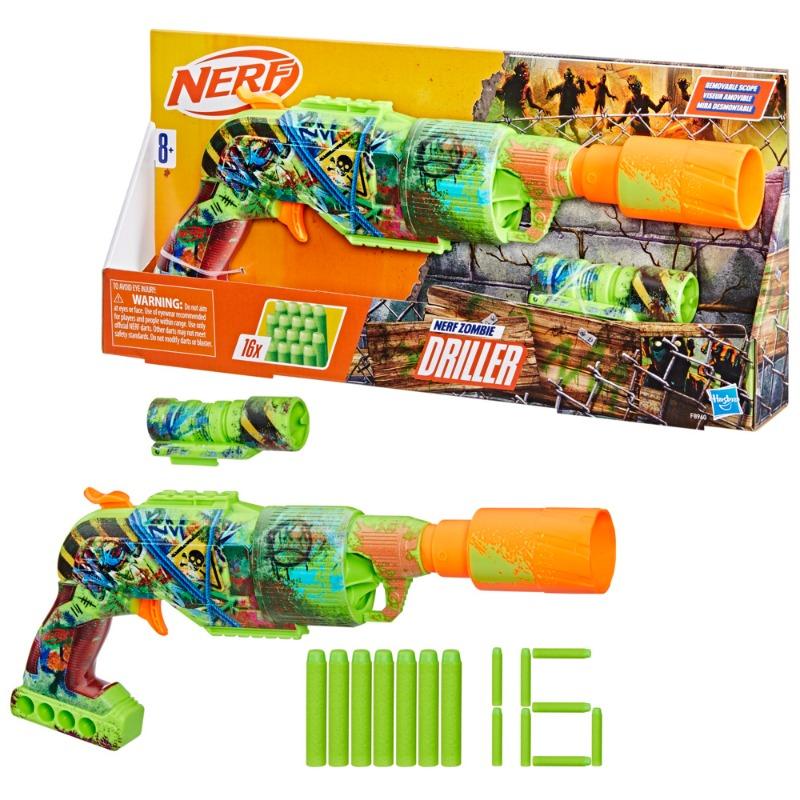 Nerf Zombie Driller Dart Blaster with 16 Nerf Elite Darts