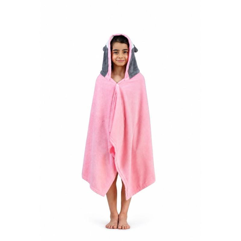 Kids Hooded Microfiber Poncho Elephant Design