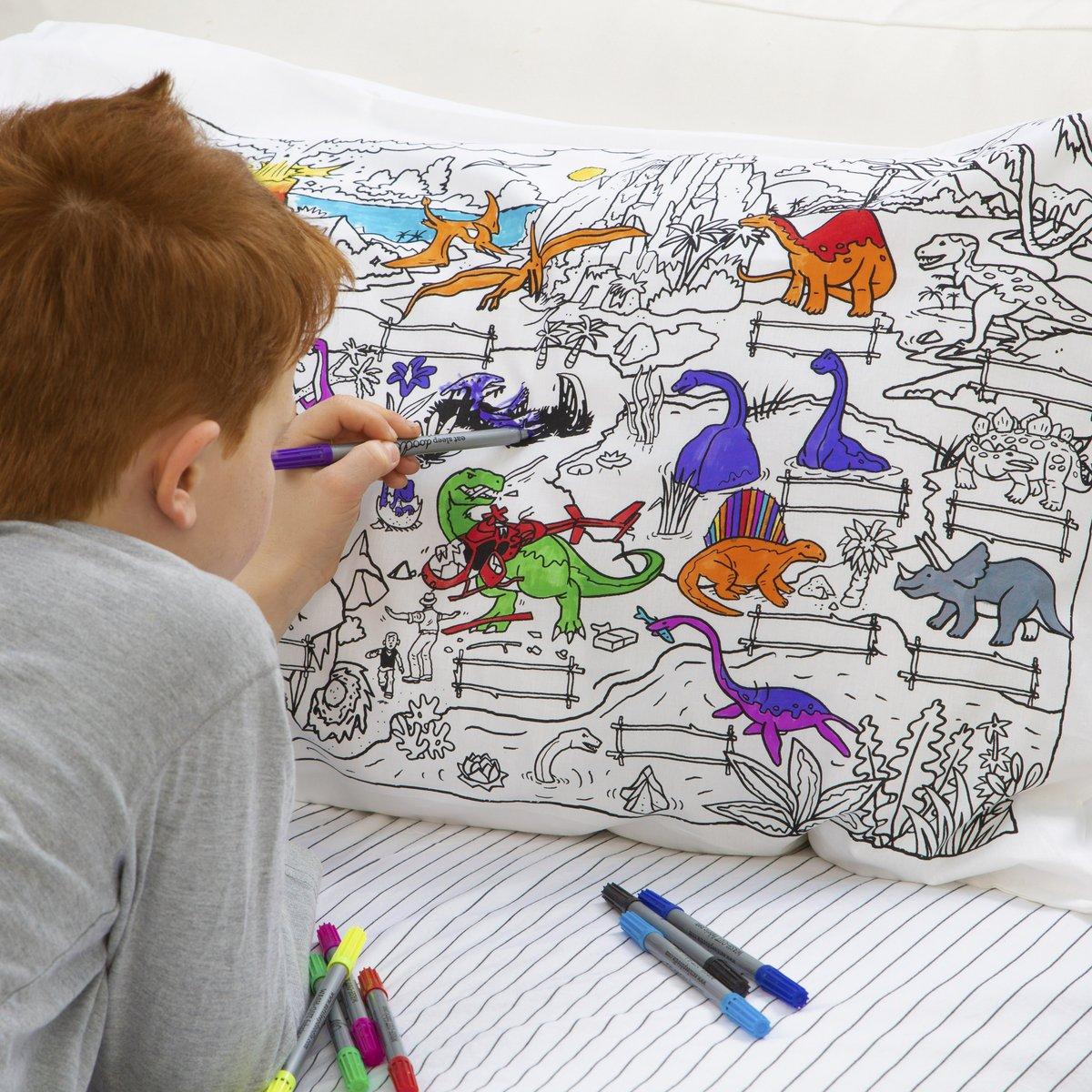 Dinosaur Pillowcase - Color in And Learn